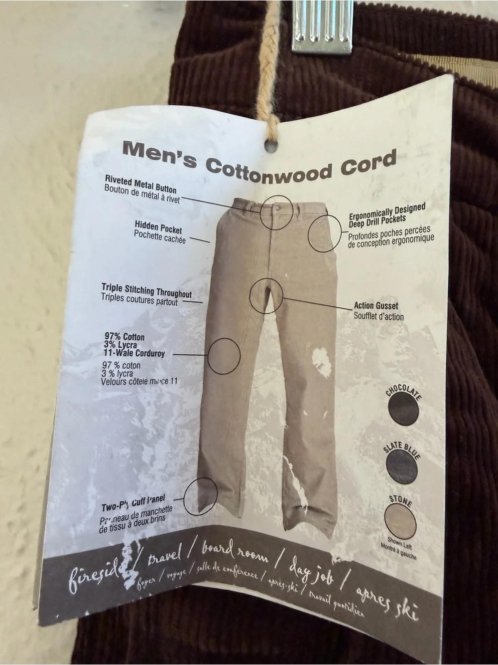 NWT Mountain Khakis cottonwood brown corduroy pants